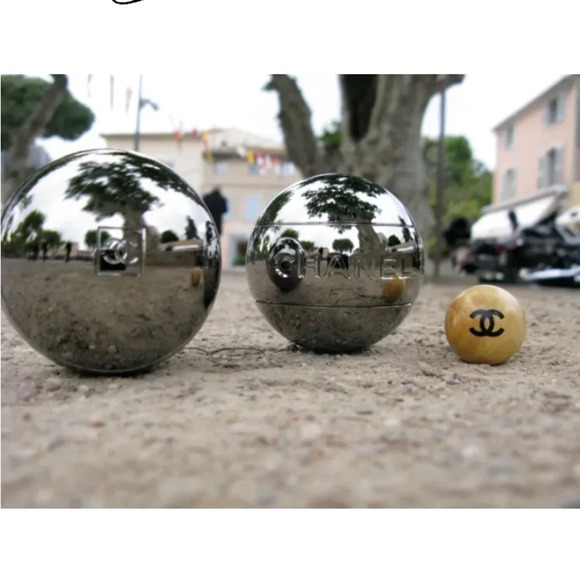 💯 Chanel pétanque set limited edition in chromed steel and black leather chic - Picture 4 of 16